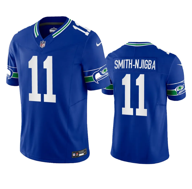 Personalized Men’s Seattle Seahawks #11 Jaxon Smith-Njigba Royal 2023 F.U.S.E. Limited Throwback Stitched Jersey