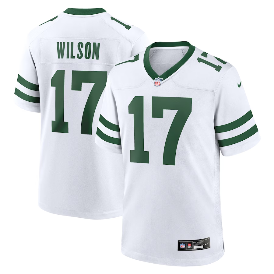 Personalized Men’s New York Jets #17 Garrett Wilson White Throwback Player Stitched Game Jersey