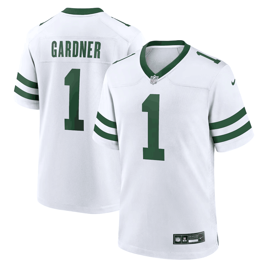 Personalized Men’s New York Jets #1 Ahmad Sauce Gardner White Throwback Player Stitched Game Jersey