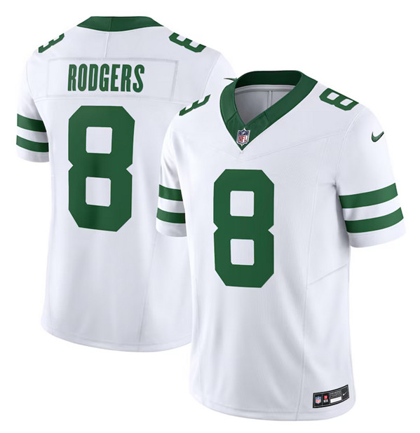 Personalized Men’s New York Jets #8 Aaron Rodgers White 2023 F.U.S.E. Limited Throwback Stitched Football Jersey