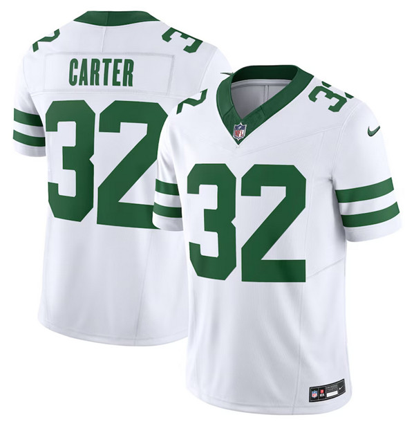 Personalized Men’s New York Jets #32 Michael Carter White 2023 F.U.S.E. Limited Throwback Stitched Football Jersey