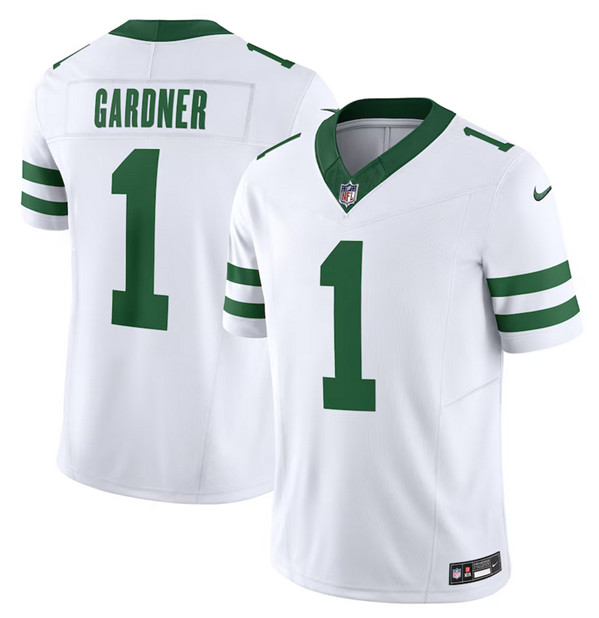 Personalized Men’s New York Jets #1 Ahmad Sauce Gardner White 2023 F.U.S.E. Limited Throwback Stitched Football Jersey