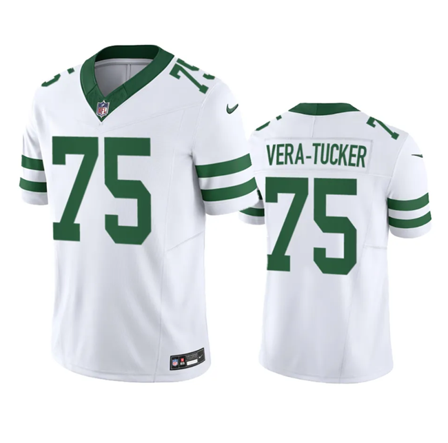 Personalized Men’s New York Jets #75 Alijah Vera-Tucker White 2023 F.U.S.E. Limited Throwback Stitched Football Jersey
