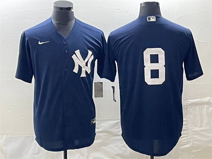 Personalized Men’s New York Yankees #8 Yogi Berra Navy Cool Base Stitched Baseball Jersey