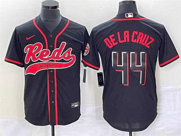 Personalized Men’s Cincinnati Reds #44 Elly De La Cruz Black Cool Base Stitched Baseball Jersey