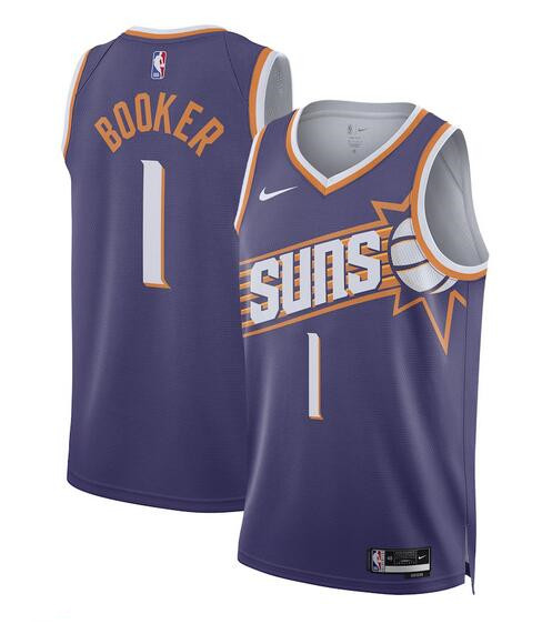 Personalized Men’s Phoenix Suns #1 Devin Booker Purple Icon Edition Stitched Basketball Jersey
