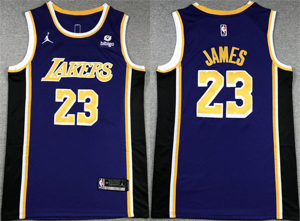 Personalized Men’s Los Angeles Lakers #23 LeBron James Purple Stitched Basketball Jersey