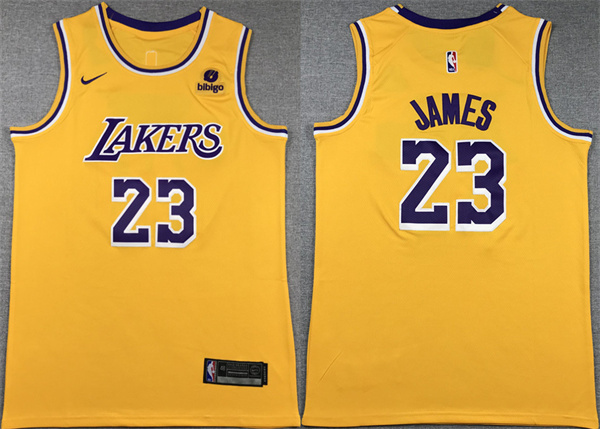 Personalized Men’s Los Angeles Lakers #23 LeBron James Yellow Stitched Basketball Jersey