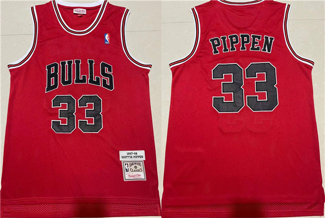 Personalized Men’s Chicago Bulls #33 Scottie Pippen 1997-98 Red Throwback Stitched Jersey