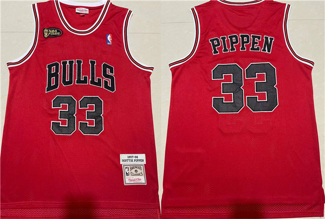 Personalized Men’s Chicago Bulls #33 Scottie Pippen Red 1997-98 Throwback Stitched Jersey