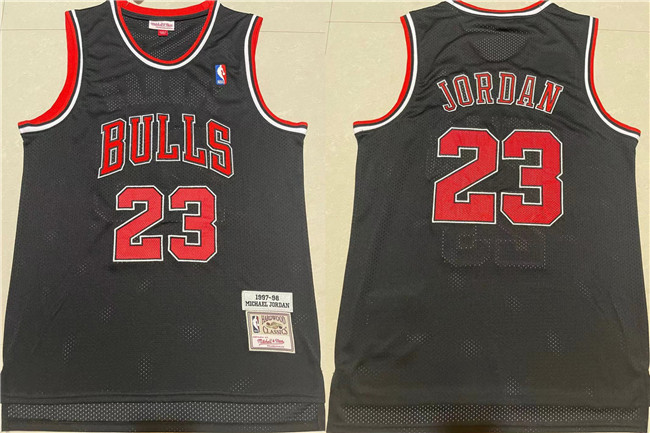 Personalized Men’s Chicago Bulls #23 Michael Jordan 1997-98 Black Throwback Stitched Jersey