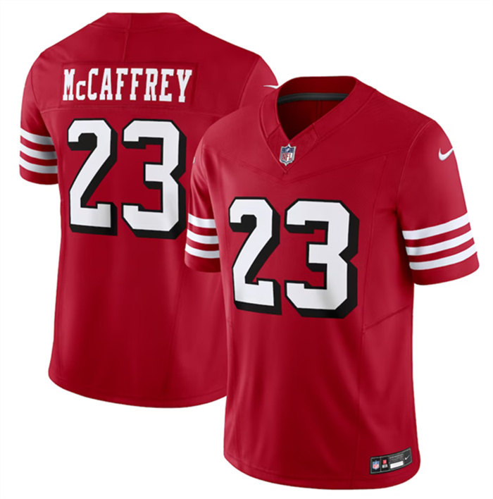 Personalized Men’s San Francisco 49ers #23 Christian McCaffrey New Red 2023 F.U.S.E. Untouchable Limited Stitched Football Jersey