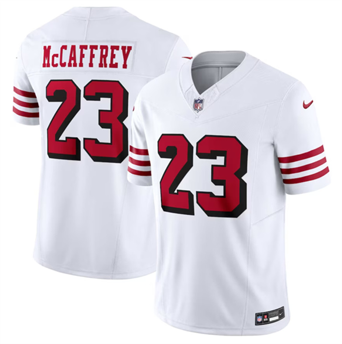 Personalized Men’s San Francisco 49ers #23 Christian McCaffrey New White 2023 F.U.S.E. Untouchable Limited Stitched Football Jersey