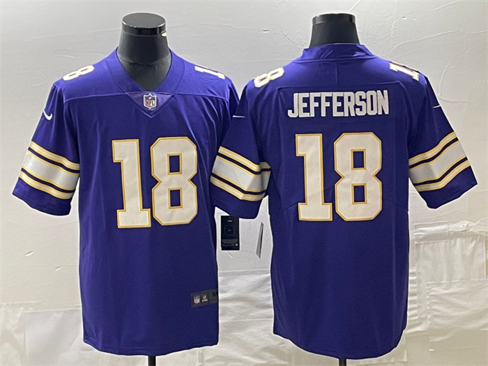 Personalized Men’s Minnesota Vikings #18 Justin Jefferson Purple Untouchable Limited Stitched Jersey