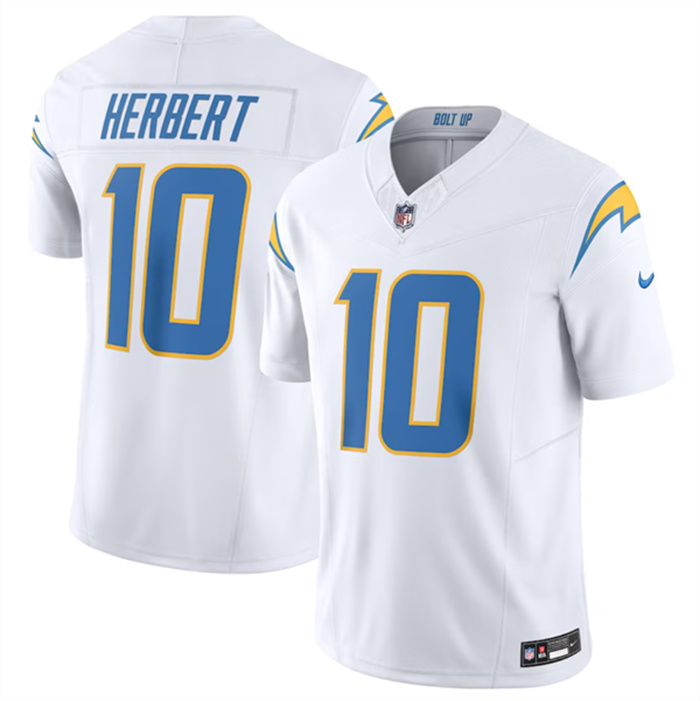 Personalized Men’s Los Angeles Chargers #10 Justin Herbert White 2023 F.U.S.E. Untouchable Limited Stitched Jersey