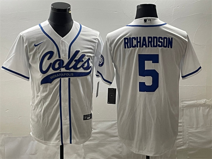Personalized Men’s Indianapolis Colts #5 Anthony Richardson White Cool Base Stitched Baseball Jersey