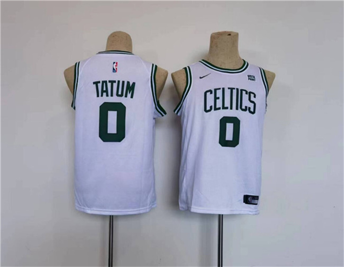 Personalized Youth Boston Celtics #0 Jayson Tatum White Stitched Jersey