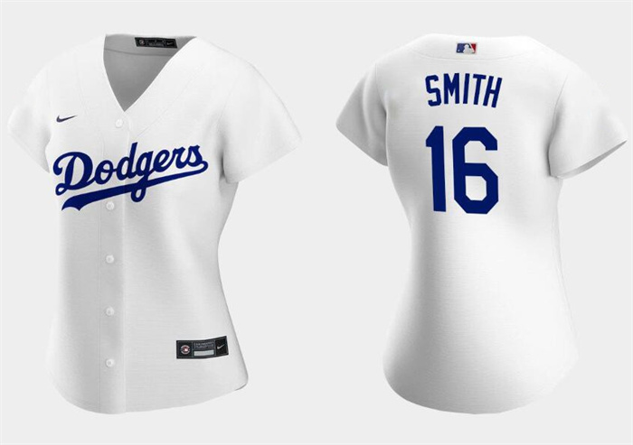 Personalized Women’s Los Angeles Dodgers #16 Will Smith White Stitched Jersey(Run Small)