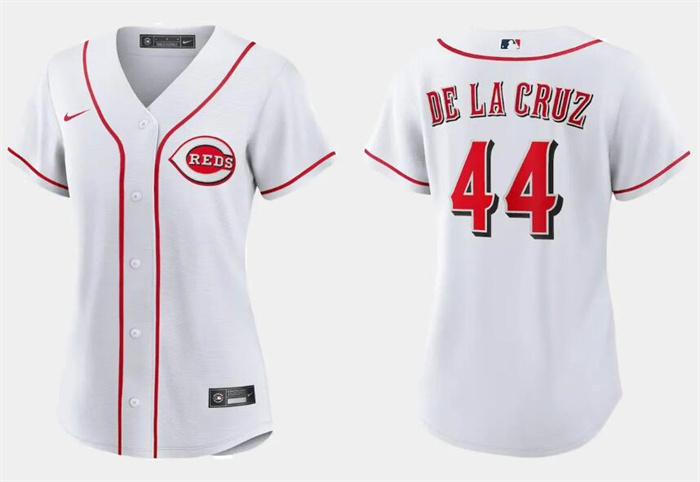 Personalized Women’s Cincinnati Reds #44 Elly De La Cruz White Stitched Baseball Jersey(Run Small)
