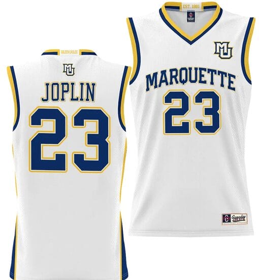 Personalized Men’s David Joplin Jersey #23 Marquette Golden Eagles NIL Basketball Lightweight White