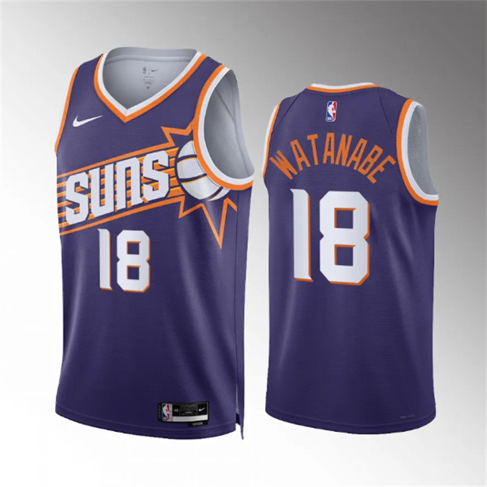 Personalized Men’s Phoenix Suns #18 Yuta Watanabe Purple Icon Edition Stitched Basketball Jersey