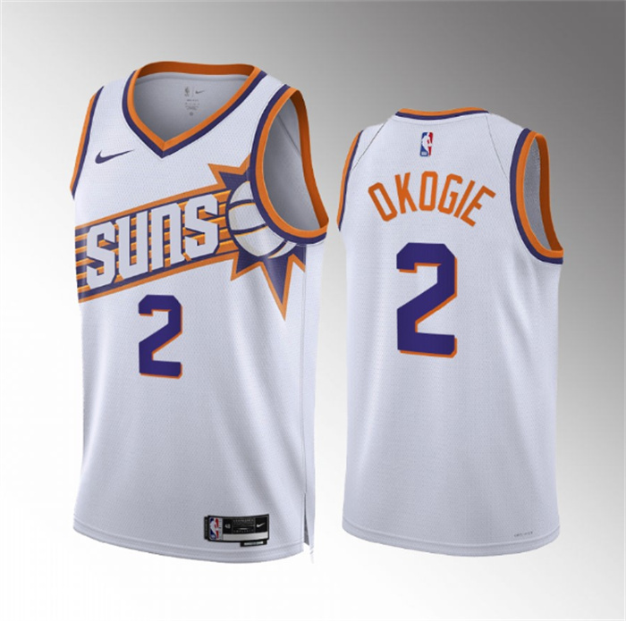 Personalized Men’s Phoenix Suns #2 Josh Okogie White Association Edition Stitched Basketball Jersey