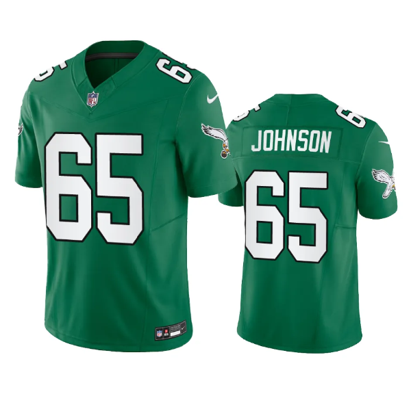 Personalized Men’s Philadelphia Eagles #65 Lane Johnson Green 2023 F.U.S.E. Untouchable Stitched Football Jersey