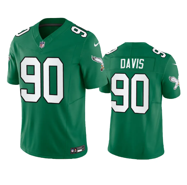 Personalized Men’s Philadelphia Eagles #90 Jordan Davis Green 2023 F.U.S.E. Untouchable Stitched Football Jersey
