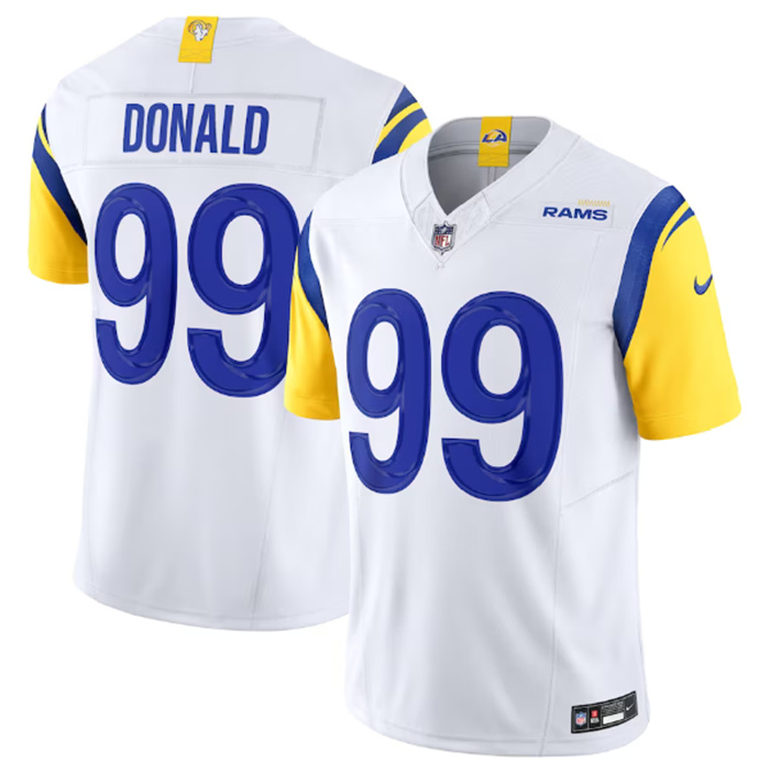 Personalized Men’s Los Angeles Rams #99 Aaron Donald White 2023 F.U.S.E. Untouchable Limited Stitched Football Jersey