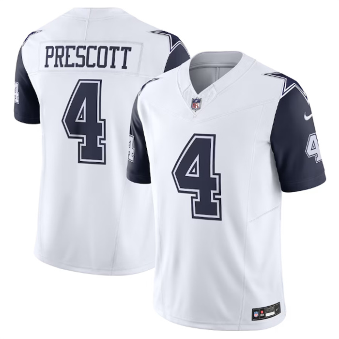 Personalized Men’s Dallas Cowboys #4 Dak Prescott White 2023 F.U.S.E. Limited Stitched Football Jersey