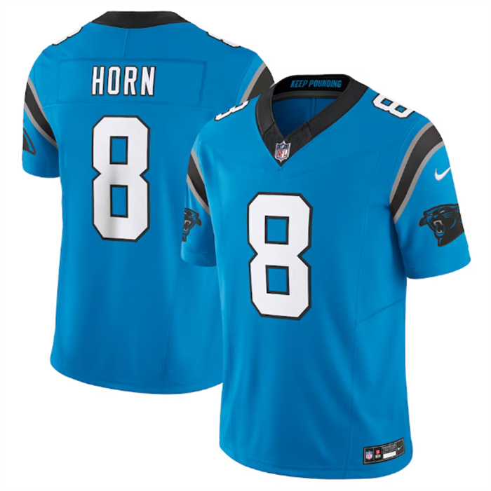Personalized Men’s Carolina Panthers #8 Jaycee Horn Blue 2023 F.U.S.E. Untouchable Stitched Football Jersey
