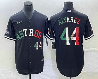 Personalized Men’s Houston Astros #44 Yordan Alvarez Number Mexico Black Cool Base Stitched Baseball Jersey