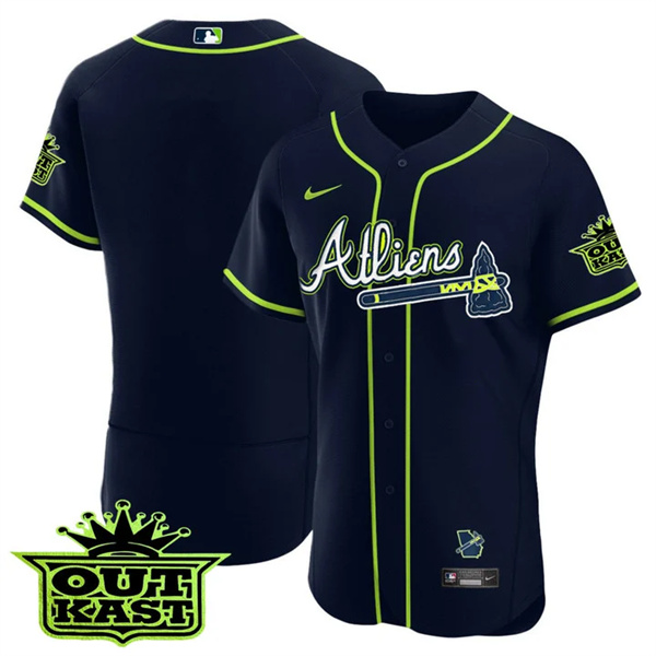 Personalized MEN’S ATLANTA BRAVES ATLIENS Blank FLEX BASE JERSEY – ALL STITCHED