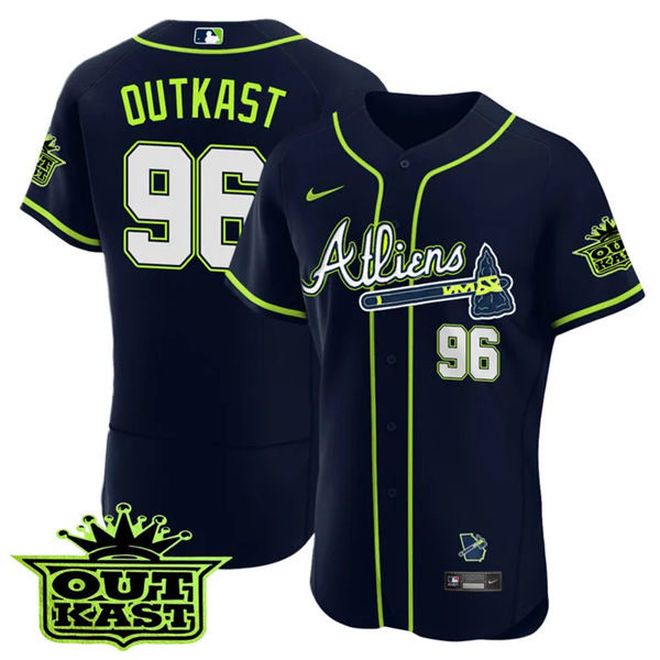 Personalized MEN’S ATLANTA BRAVES ATLIENS #96 OutKast FLEX BASE JERSEY – ALL STITCHED