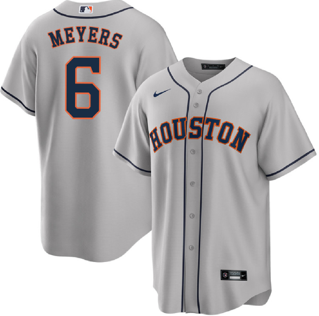 Personalized Men’s Houston Astros #6 Jake Meyers Grey Cool Base Stitched Baseball Jersey