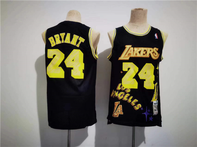 Personalized Men’s Los Angeles Lakers #24 Kobe Bryant Black Throwback Basketball Jersey