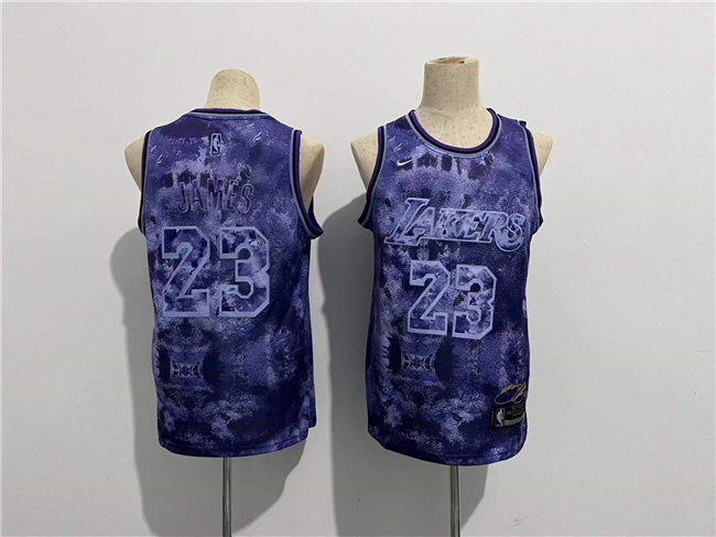 Personalized Men’s Los Angeles Lakers #23 LeBron James Purple Stitched Basketball Jersey