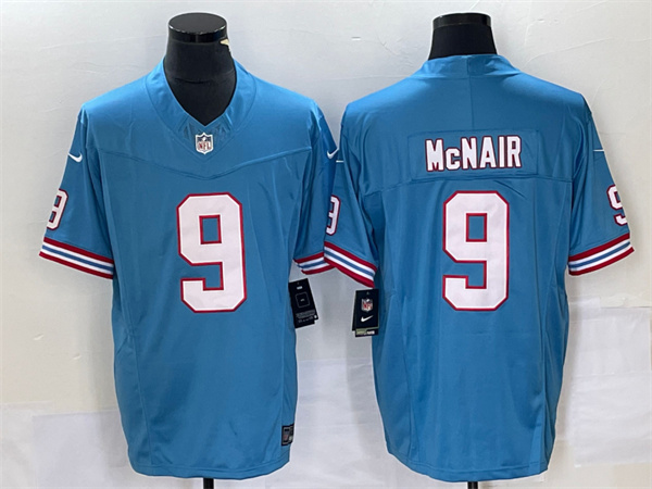Personalized Men’s Tennessee Titans #9 Steve McNair Light Blue 2023 F.U.S.E. Limited Throwback Stitched Football Jersey
