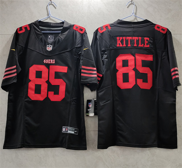 Personalized Men’s San Francisco 49ers #85 George Kittle Black 2023 F.U.S.E. Untouchable Limited Stitched Football Jersey