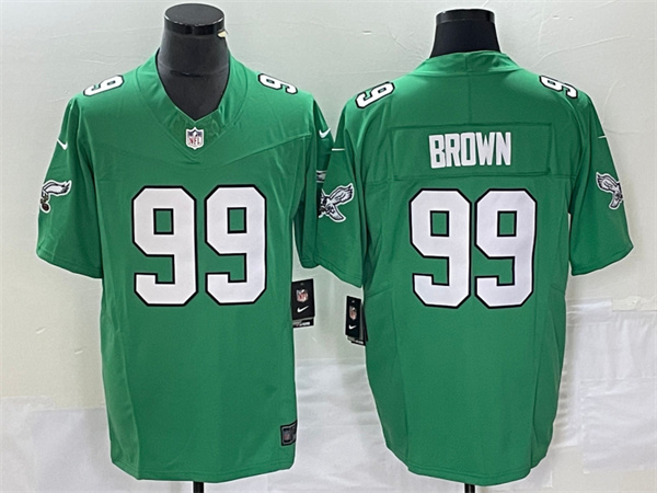Personalized Men’s Philadelphia Eagles #99 Jerome Brown Green 2023 F.U.S.E. Untouchable Stitched Football Jersey