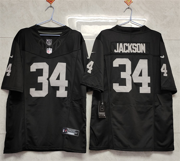 Personalized Men’s Las Vegas Raiders #34 Bo Jackson Black 2023 F.U.S.E Untouchable Stitched Football Jersey