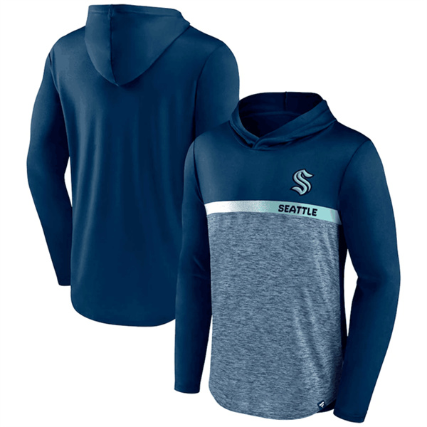 Personalized Men’s Seattle Kraken Deep Sea Blue Podium Defender Pullover Hoodie
