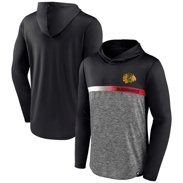 Personalized Men’s Chicago Blackhawks Black Podium Defender Pullover Hoodie