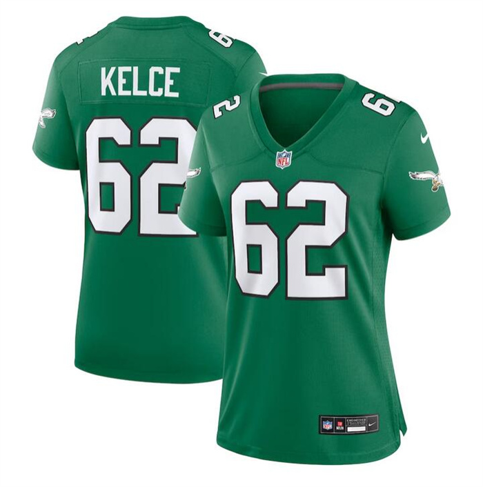 Personalized Women’s Philadelphia Eagles #62 Jason Kelce Green Stitched Football Jersey(Run Small)