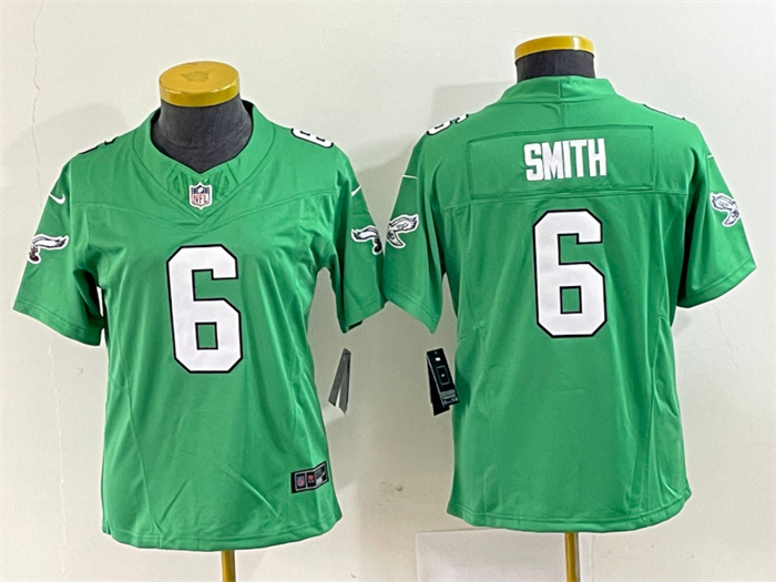 Personalized Women’s Philadelphia Eagles #6 DeVonta Smith Green 2023 F.U.S.E. Stitched Football Jersey(Run Small)