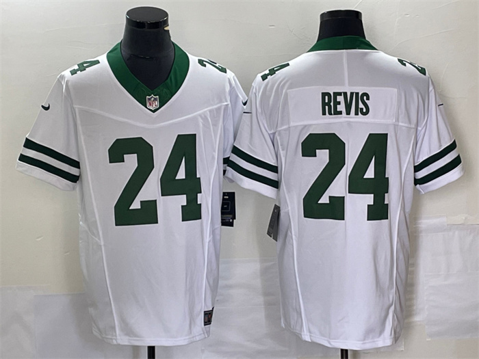 Personalized Men’s New York Jets #24 Darrelle Revis White 2023 F.U.S.E. Limited Throwback Stitched Football Jersey