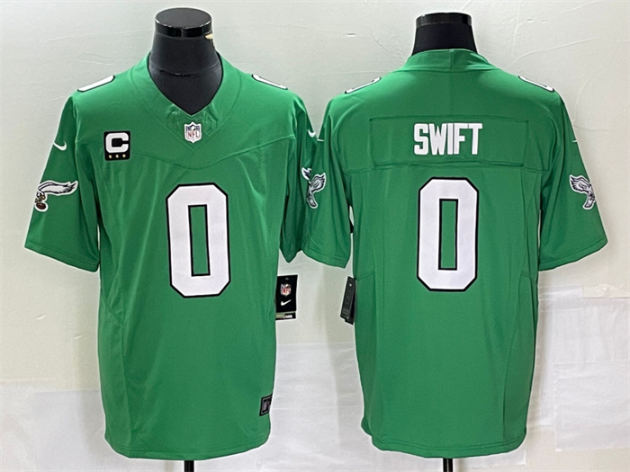 Personalized Men’s Philadelphia Eagles #0 D’Andre Swift Green 2023 F.U.S.E. With C Patch Untouchable Stitched Football Jersey