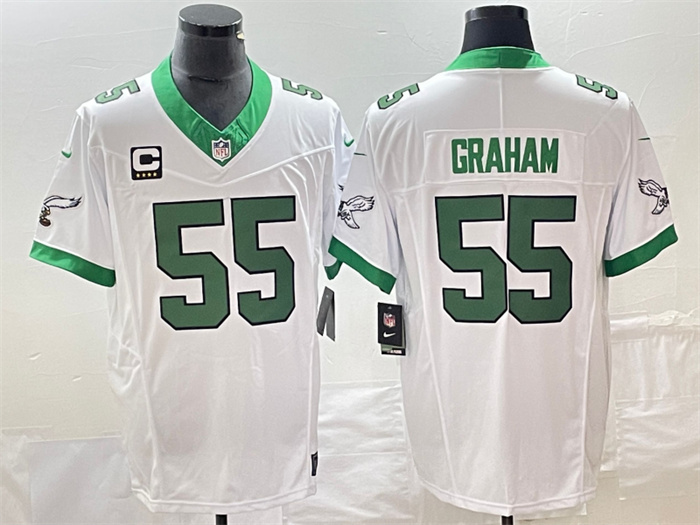Personalized Men’s Philadelphia Eagles #55 Brandon Graham White 2023 F.U.S.E. With C Patch Untouchable Stitched Football Jersey