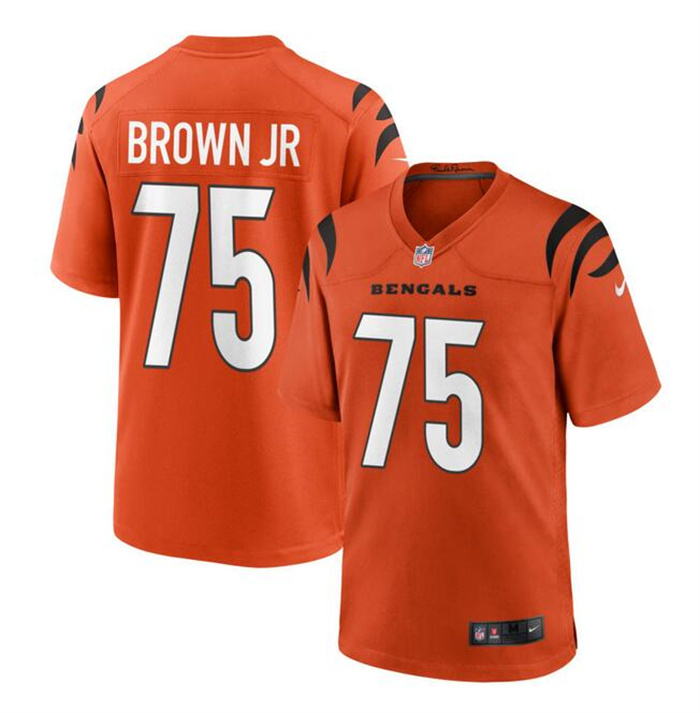 Personalized Men’s Cincinnati Bengals #75 Orlando Brown Jr. Orange Stitched Game Jersey