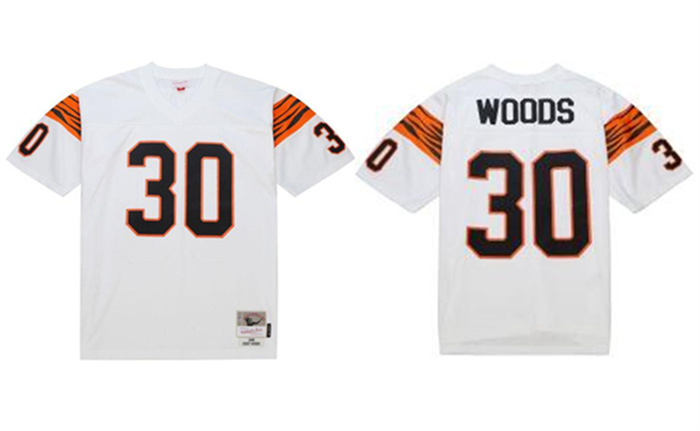 Personalized Men’s Cincinnati Bengals #30 Ickey Woods White 1988 Stitched Jersey